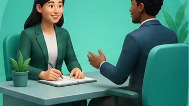 Job seeker answering questions in an interview
